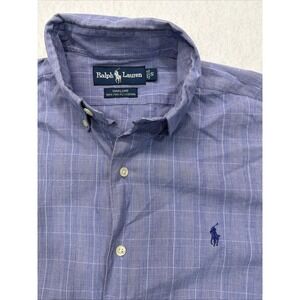 Ralph Lauren Marlowe Blue Glen Plaid Cotton Button Down Shirt Mens Small S